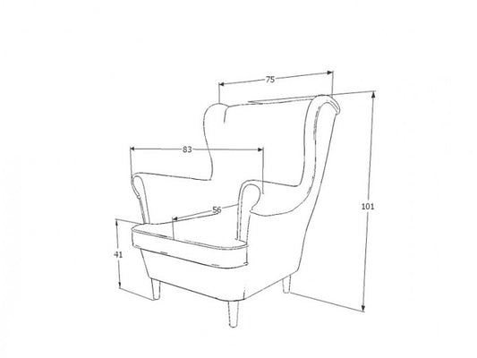 Fauteuil fixe tapissé de tissu et pieds en bois Lady Velvet Bleu foncé, l75xA85xH101 cm