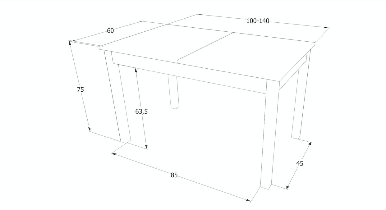 Table palette extensible, Horacy Small Anthracite / Blanc, L100-140xl60xH75 cm