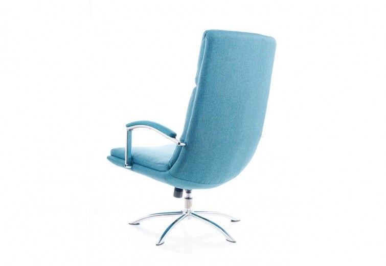 Fauteuil relax rembourré en tissu + Tabouret Jefferson Turquoise, l63xA80xH109 cm