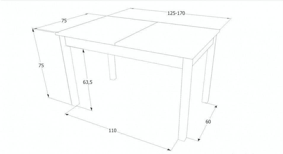 Table palette extensible, Horacy Large Anthracite / Blanc, L125-170xl75xH75 cm