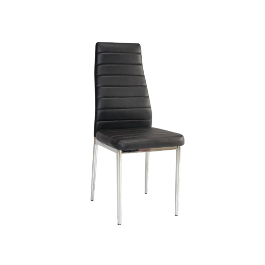 Chaise rembourrée en métal avec cuir écologique H-261, Noir