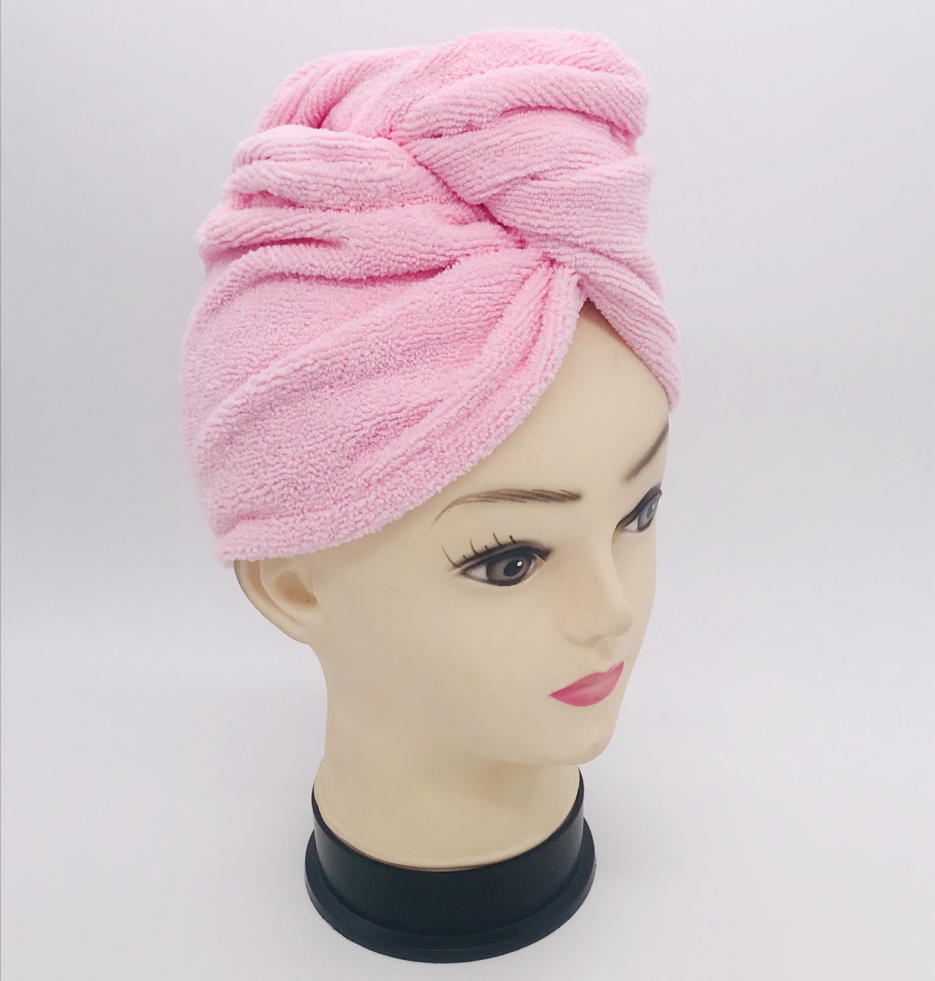 Serviette turban Happy, rose clair, 25 x 61 cm