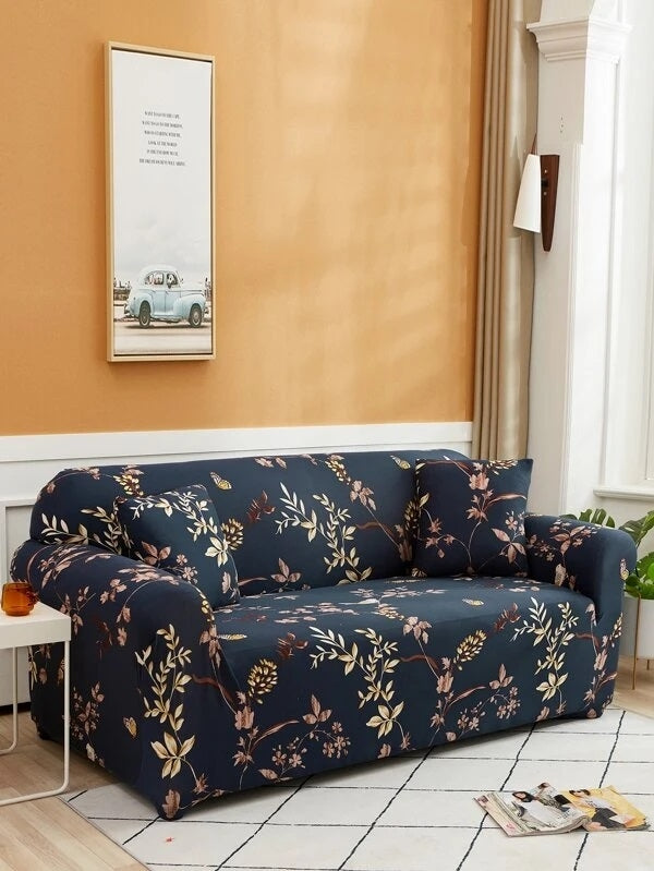 Housse de canapé élastique + 1 taie d'oreiller, Branches A034, Multicolore