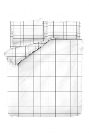 Linge de lit en coton Ranforce Grandes Blanc / Noir, 200 x 220 cm
