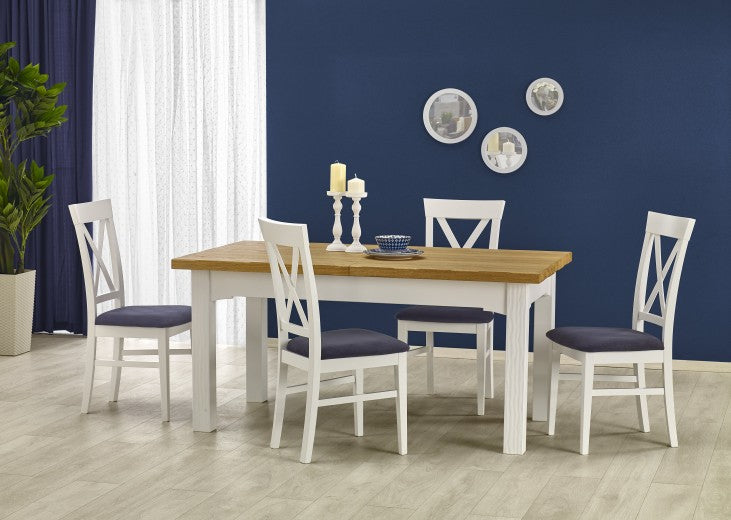 Table en bois Leonardo Chêne, L160-250xl90xh77 cm