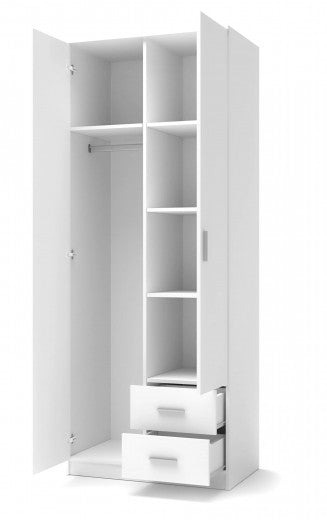 Armoire palette 2 portes et 2 tiroirs Lima S-2 Blanc / Chêne Sonoma, l80xA52xH205 cm