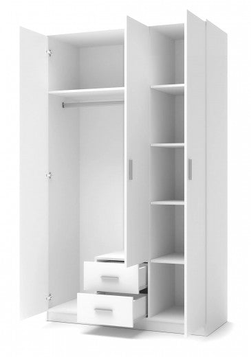 Armoire palette 3 portes et 2 tiroirs Lima S-3 Blanc, l120xA52xH205 cm