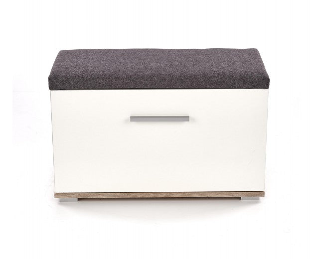 Porte-chaussures palette, avec assise tapissée de tissu Lima ST-2 Blanc / Chêne Sonoma, l70xA32xH45 cm