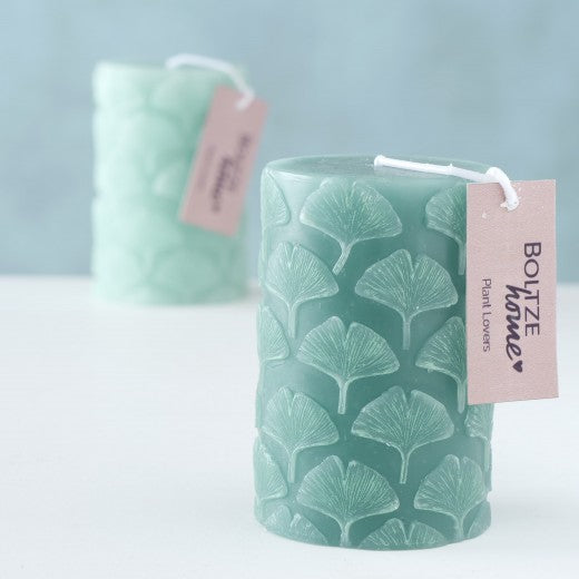 Bougie décorative Ginkgo Vert, Modèles Assortis, Ø7xH10 cm