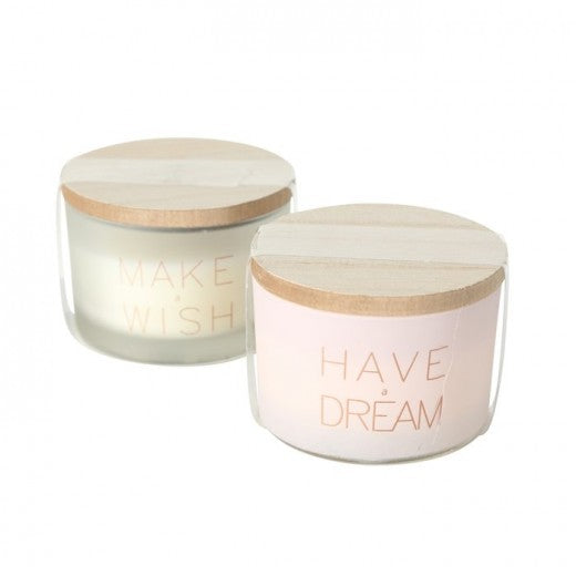 Bougie Dream en verre Rose / Blanc, Modèles Assortis, Ø7,5xH5,5 cm