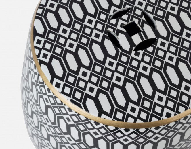 Tabouret en céramique Sphinx Arabe Blanc / Noir, Ø33xH46 cm