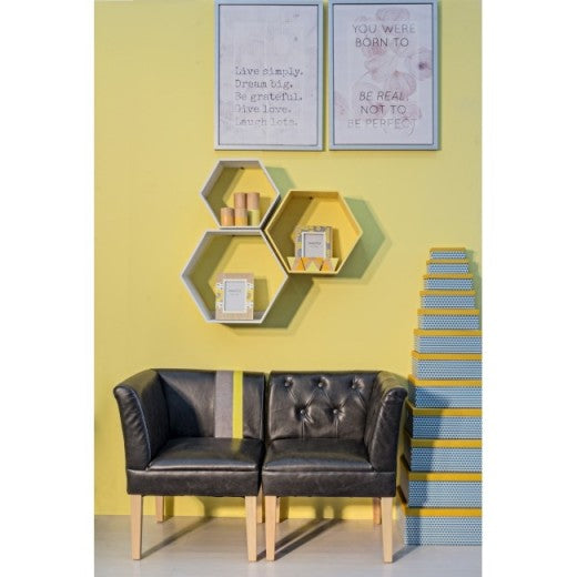 Bougeoir jaune / Natural Block en bois, Ø6xH16 cm