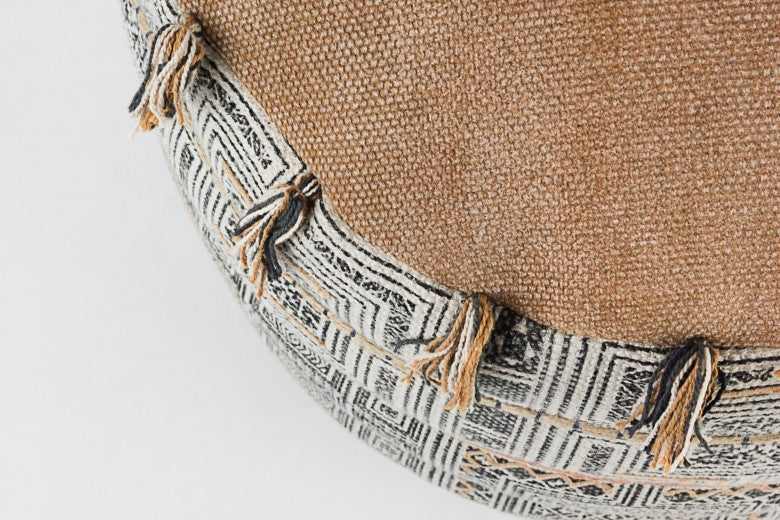 Tabouret Tilak Desert en coton beige, Ø50xH35 cm