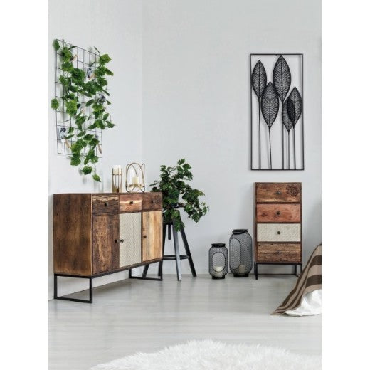 Adhira Transparent / Bougeoir en verre et métal doré, Ø8xH30 cm