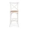 Tabouret de bar en bois d'orme avec assise en rotin Cross Blanc, l42xA46xH118 cm