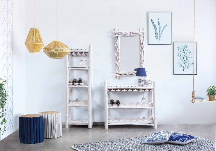 Vase décoratif en céramique Tunis S Blanc / Bleu, Ø17xH19,5 cm