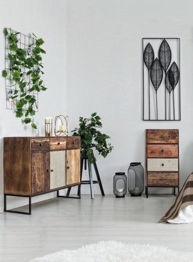 Bougeoir Adhira Doré en verre et métal, Ø19,5xH39 cm