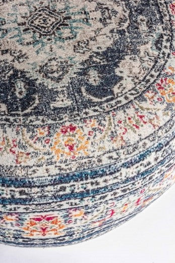 Tabouret Tamil Imperial Multicolor en coton, Ø60xH25 cm