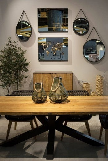 Miroir décoratif avec cadre en métal Rind Oval Noir, l41xH51 cm