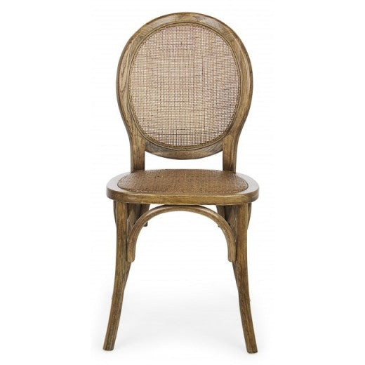 Chaise en bois d'orme, assise en rotin naturel Globo Maro, l45xA53xH93 cm