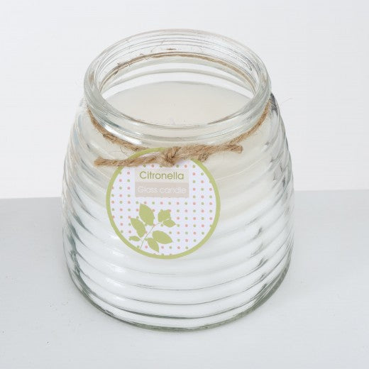 Bougie parfumée en verre Citron Blanc / Vert, Modèles Assortis, Ø12xH13 cm