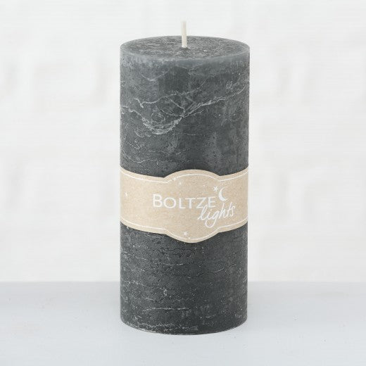 Lot de 3 Bougies Décoratives, Darkness Tall, Noir/Gris, Cire, Durée de Combustion 68H, Ø7xH15 cm