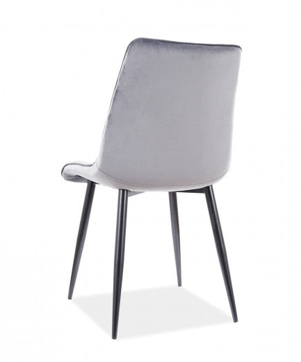 Chaise rembourrée en tissu, avec pieds en métal Kim Velvet Gris / Noir, l47xA42xH88 cm