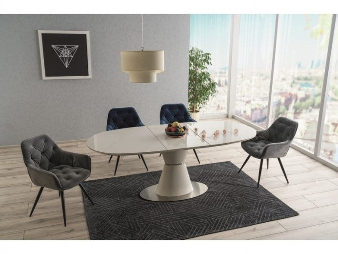 Chaise rembourrée en tissu et pieds en métal Velours Cerise Gris / Noir, l57xA58xH87 cm