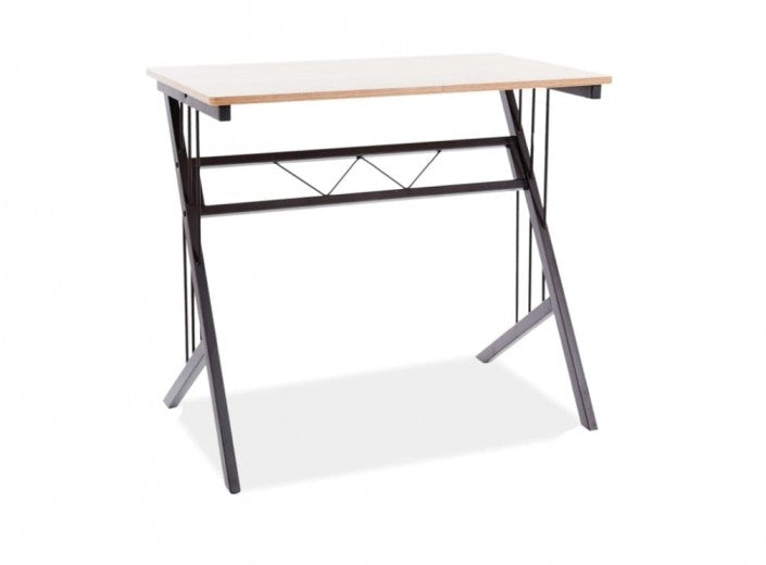 Table de bureau en aggloméré et métal, B-120 Chêne / Brun Foncé, L80xl51xH72 cm