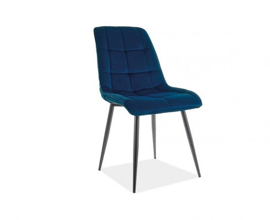 Chaise rembourrée en tissu, avec pieds en métal Chic Matt Velvet Navy / Noir, l50xA58xH88 cm