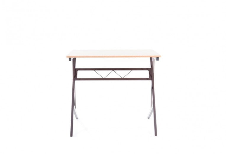Table de bureau en aggloméré et métal, B-120 Chêne / Brun Foncé, L80xl51xH72 cm