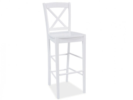 Tabouret de bar en bois, Lucky, Blanc, l37xA40xH112 cm