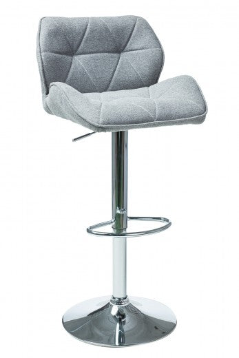 Tabouret de bar rembourré en tissu, avec pied en métal, C-122, Gris Clair, l51xA37xH86-107 cm