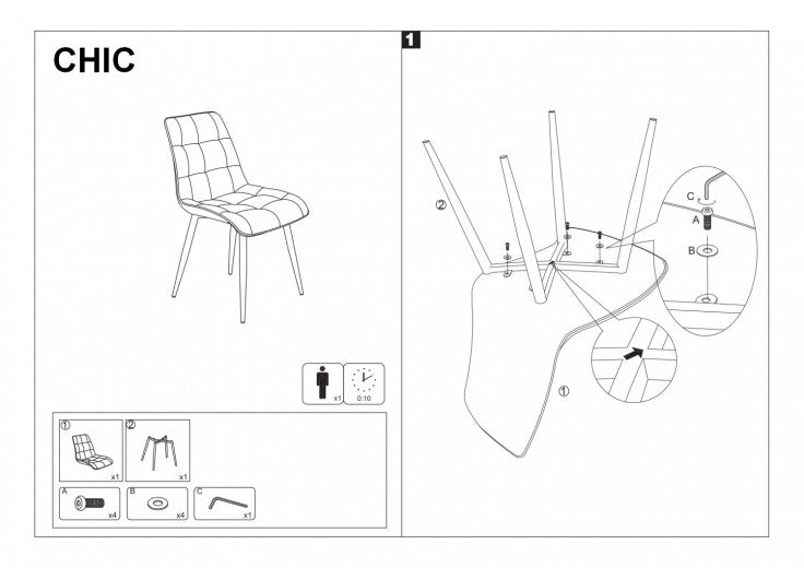 Chaise rembourrée en tissu avec pieds en métal Chic Matt Velvet, Noir, l50xA58xH88 cm