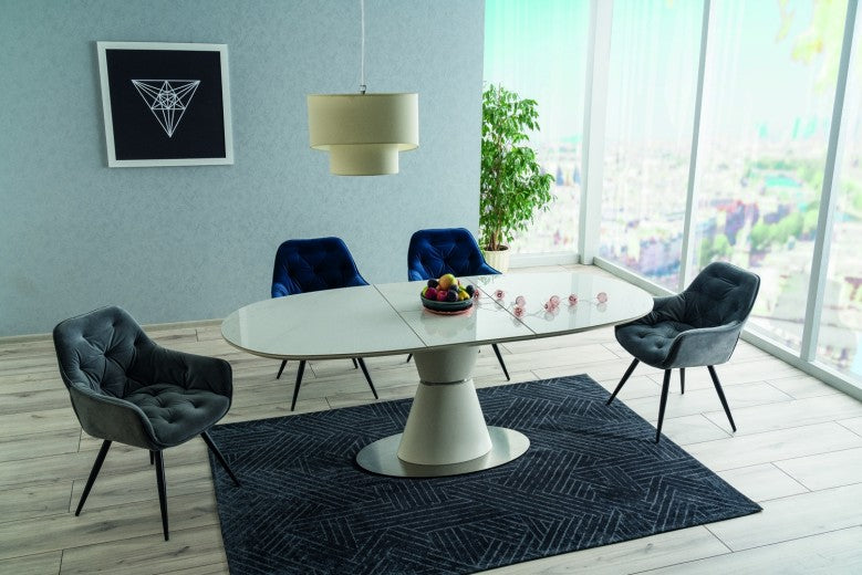 Chaise rembourrée en tissu et pieds en métal Cherry Velvet Noir, l57xA58xH87 cm