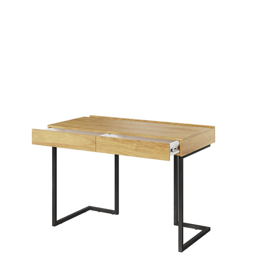 Table de bureau en bois, avec 2 tiroirs, pour enfants et jeunes, Teen Flex TF615 Small, Naturel / Noir, L110x61xH76 cm