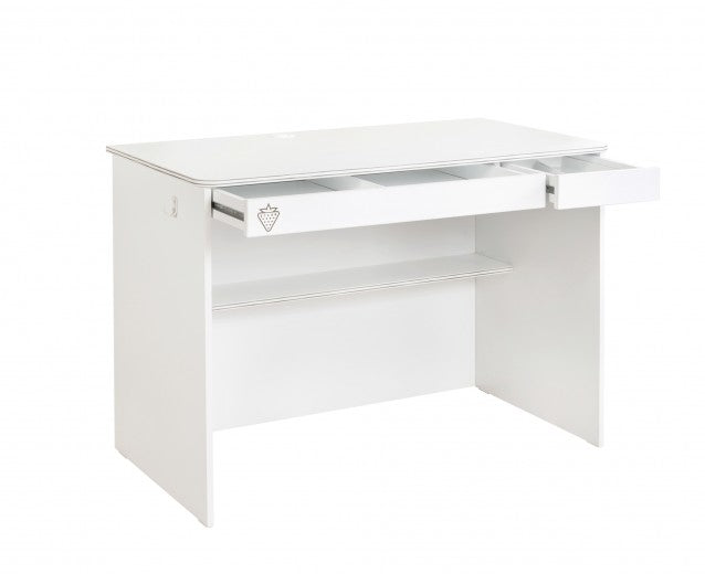 Table de bureau en bois avec 2 tiroirs pour les jeunes Blanc Small, L113xl59xH75 cm