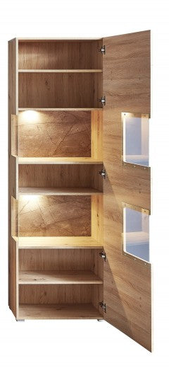 Vitrine en aggloméré et MDF, avec 1 porte Skylar Stejar, l65xA37xH205 cm