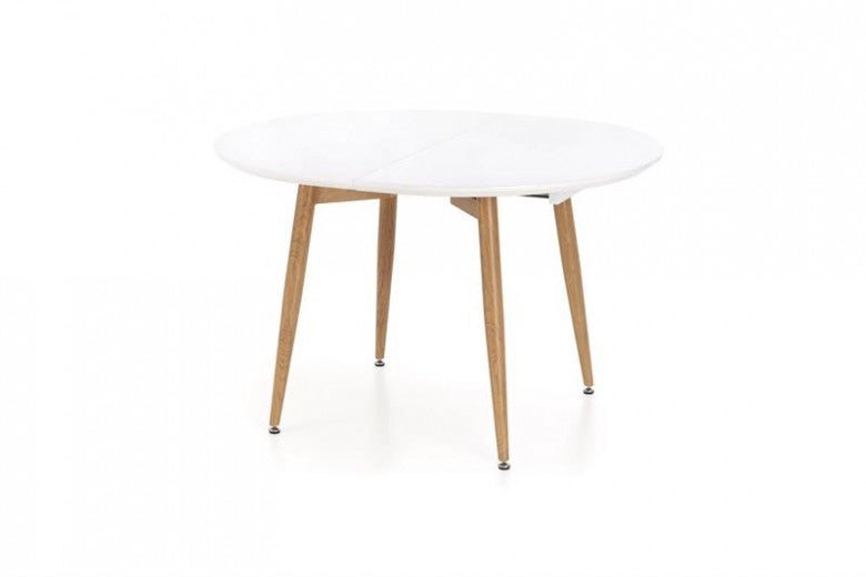 Table extensible en MDF et métal Calibre Blanc / Chêne San Remo, L160-200xl90xH76 cm