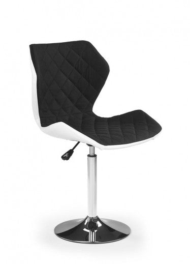 Tabouret de bar rembourré en simili cuir et tissu Matrix II Noir / Blanc, l48xA53xH92-104 cm