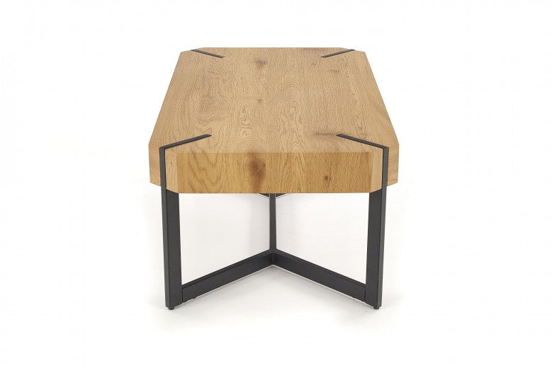 Table basse en MDF et métal Lavida Chêne Doré / Noir, L110xl60xH43 cm