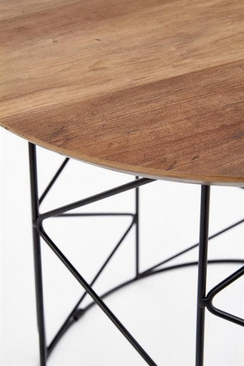 Table basse en MDF et métal Noyer Musaka / Noir, Ø50xH50 cm