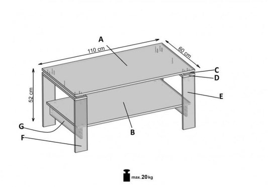 Table basse chocolat Andrea Stejar Votan, L110xl60xH52 cm