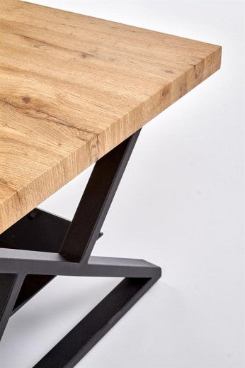 Table basse en MDF, verre et métal Xena Rectangle Chêne / Noir, L110xl60xH45 cm