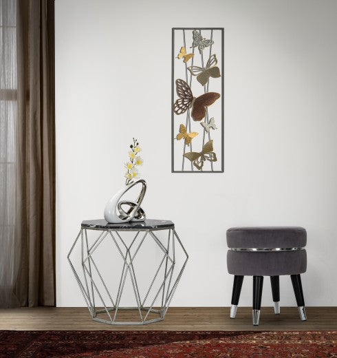 Table basse en métal Diamond Marble Noir, Ø68xH52 cm