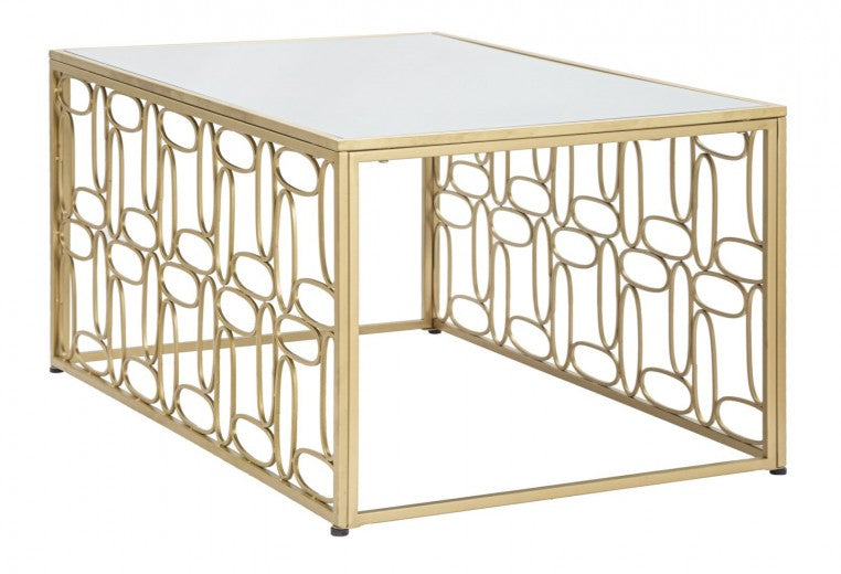 Table basse en métal et verre Bubbles Doré, L90xl60xH45 cm