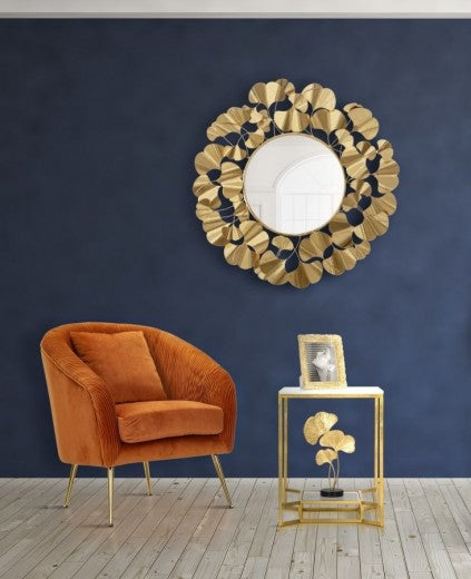 Table basse en métal et verre Double Marble Blanc/Or, L47xl47xH60 cm