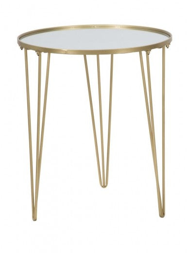 Table basse Glam Doré en métal et verre, Ø50xH58,5 cm