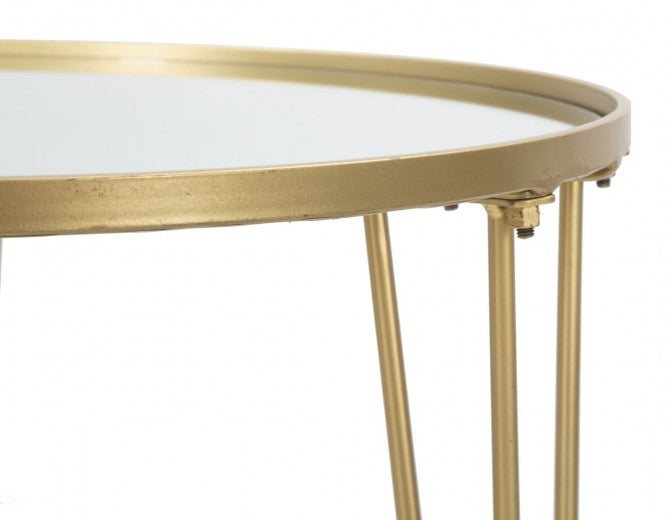Table basse Glam Doré en métal et verre, Ø50xH58,5 cm