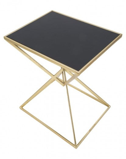 Table basse en métal et verre Pyramid Or / Noir, L57xl46xH68 cm